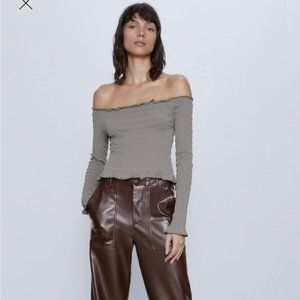 ZARA Off The Shoulder Smock Ruffled Top